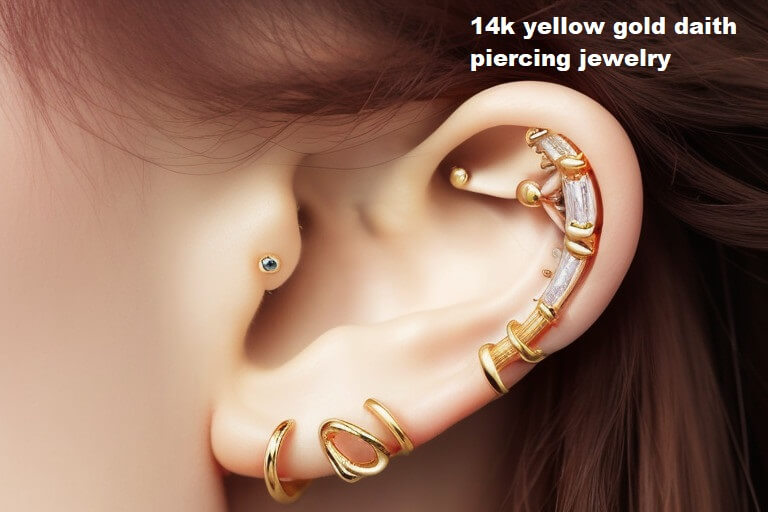 14k yellow gold daith piercing jewelry