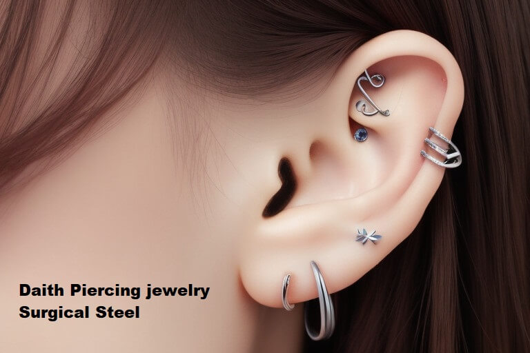 Daith piercing Jewelry Titanium,, Daith piercing jewelry 14k Gold,