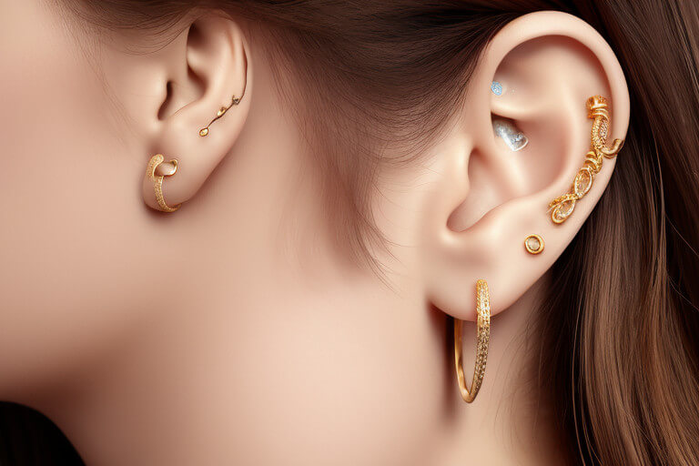 Daith piercing jewelry 14k Gold