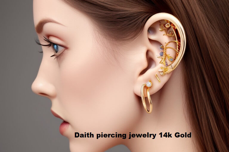 Daith piercing jewelry 14k Gold