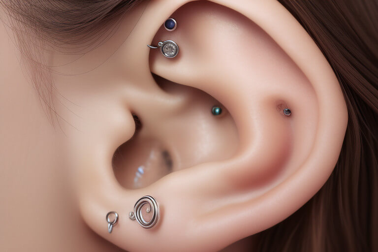 Daith piercing jewelry titanium